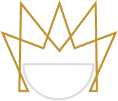 icon for crown and coffee media; a white coffe cup outline placed under a gold five point outline corwn icon
